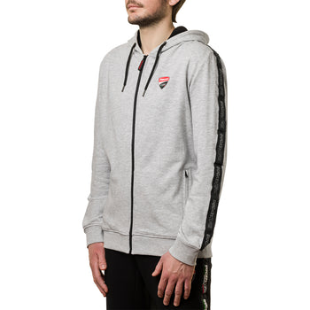 Felpa con cappuccio e zip grigia da uomo con logo Ducati Corse Ernesto, Abbigliamento Sport, SKU a721000089, Immagine 0